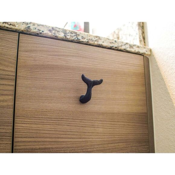 Navy Blue Cast Iron Whale Tail Drawer or Cabinet Door Pulls Set of 12 - Picture 5 of 9